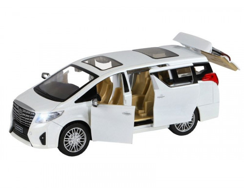 Машина АВТОПАНОРАМА Toyota Alphard, белый, 1/29, свет, звук, инерция, в/к 20*10*11 см