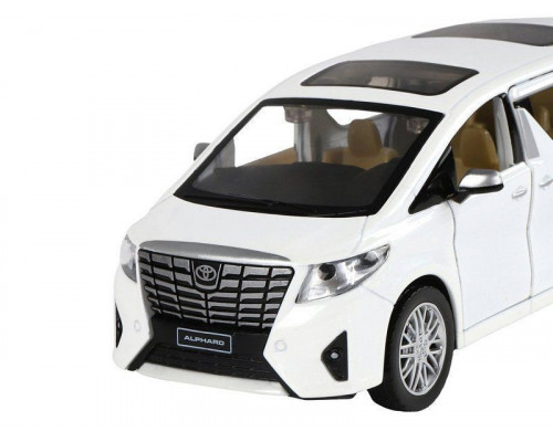 Машина АВТОПАНОРАМА Toyota Alphard, белый, 1/29, свет, звук, инерция, в/к 20*10*11 см