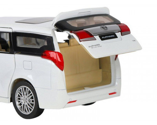 Машина АВТОПАНОРАМА Toyota Alphard, белый, 1/29, свет, звук, инерция, в/к 20*10*11 см