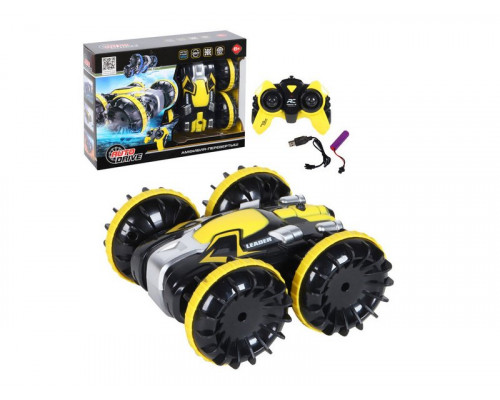 Радиоуправляемый перевертыш-амфибия AUTODRIVE, желтый, 4WD, 2.4GHz, переворот, разворот на 360