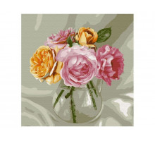 Картина по номерам 30х30 Бузин. Букет из роз (20 цветов)
