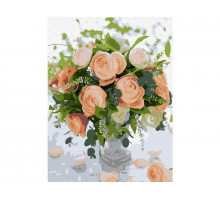 Картина по номерам с цветной схемой на холсте (30х40) НЕЖНЫЙ БУКЕТ (18 цветов)