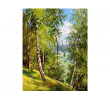 Картина мозаикой с нанесенной рамкой 40х50 И.ПРИЩЕПА. БЕРЕЗЫ В ЛЕСУ (27 цветов)
