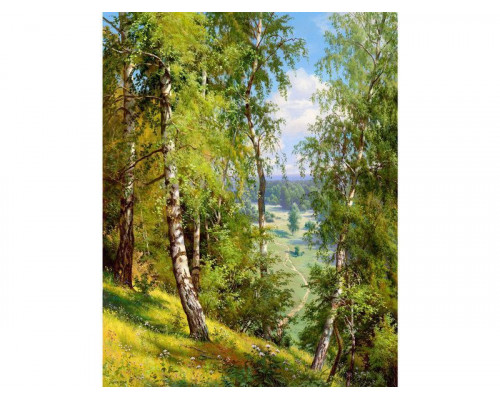 Картина мозаикой с нанесенной рамкой 40х50 И.ПРИЩЕПА. БЕРЕЗЫ В ЛЕСУ (27 цветов)