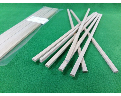 Деревянные рейки 4х6 мм, длина 300 мм, липа, 8 шт