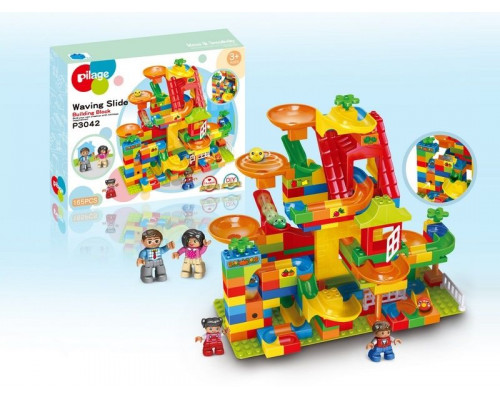 Конструктор Pilage Овощная ферма (165 деталей), лабиринт с шариками и воронками