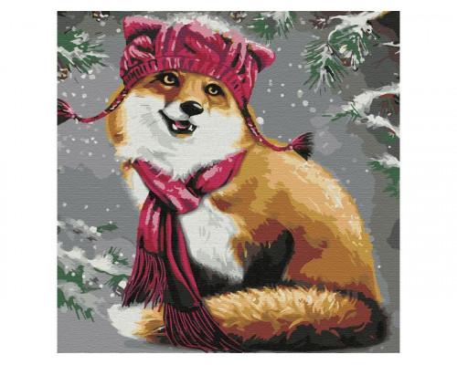 Картина по номерам 30х30 ЗАБАВНЫЙ ЛИСЕНОК (21 цветов)