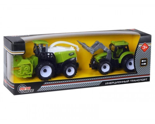 Комбайн AUTODRIVE с молотилкой и трактором инерционные, в/к 26*6,5*8,8 см