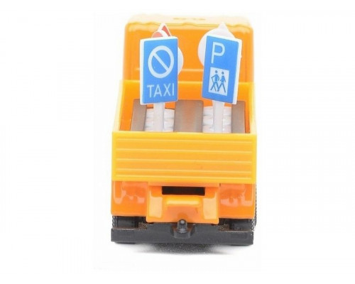 Грузовик Siku 1322 с дорожными знаками 1/87, 7.7 см, желтый