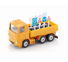 Грузовик Siku 1322 с дорожными знаками 1/87, 7.7 см, желтый