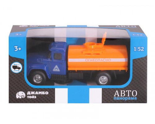 Машина АВТОПАНОРАМА Бензовоз, 1:52, цвет синий, инерцияк, в/к 16,1*6,1*7,6 см