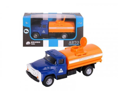 Машина АВТОПАНОРАМА Бензовоз, 1:52, цвет синий, инерцияк, в/к 16,1*6,1*7,6 см