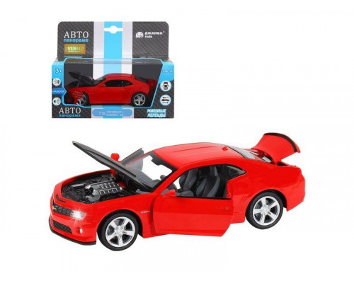 Машина АВТОПАНОРАМА Chevrolet Camaro SS, красный, 1/32, свет, звук, инерция, в/к 17,5*13,5*9 см
