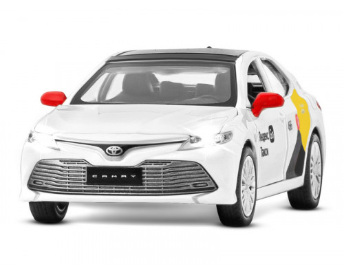 Машина АВТОПАНОРАМА Яндекс Go Toyota Camry, 1/34, белый, инерция, свет, Алиса, в/к 17,5*13,5*9 см