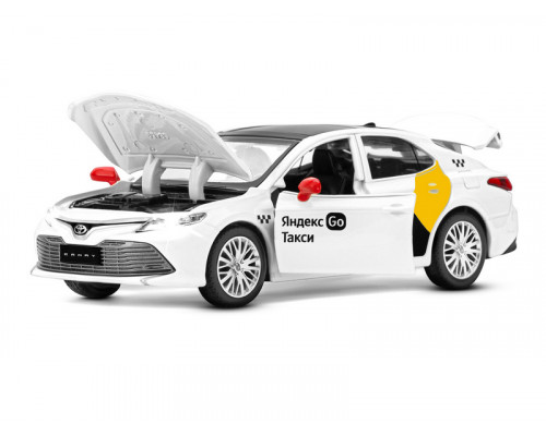 Машина АВТОПАНОРАМА Яндекс Go Toyota Camry, 1/34, белый, инерция, свет, Алиса, в/к 17,5*13,5*9 см