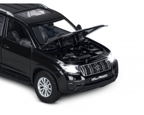 Машина АВТОПАНОРАМА Land Cruiser Prado, 1/24, черный, свет, звук, в/к 24,5х12,5х10,5 см