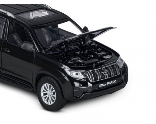 Машина АВТОПАНОРАМА Land Cruiser Prado, 1/24, черный, свет, звук, в/к 24,5х12,5х10,5 см