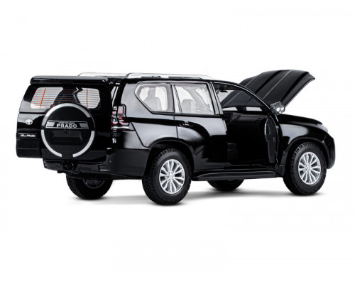 Машина АВТОПАНОРАМА Land Cruiser Prado, 1/24, черный, свет, звук, в/к 24,5х12,5х10,5 см
