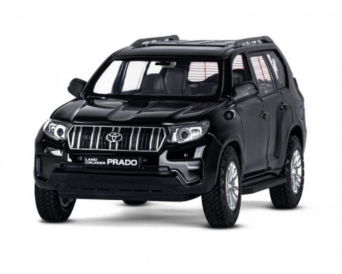 Машина АВТОПАНОРАМА Land Cruiser Prado, 1/24, черный, свет, звук, в/к 24,5х12,5х10,5 см
