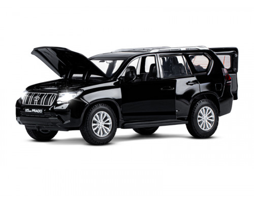 Машина АВТОПАНОРАМА Land Cruiser Prado, 1/24, черный, свет, звук, в/к 24,5х12,5х10,5 см