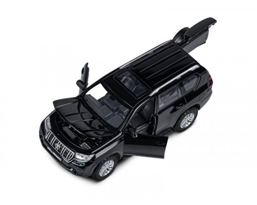 Машина АВТОПАНОРАМА Land Cruiser Prado, 1/24, черный, свет, звук, в/к 24,5х12,5х10,5 см