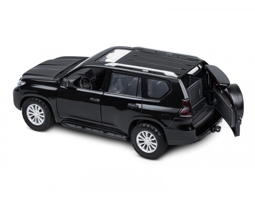 Машина АВТОПАНОРАМА Land Cruiser Prado, 1/24, черный, свет, звук, в/к 24,5х12,5х10,5 см