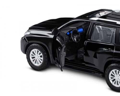 Машина АВТОПАНОРАМА Land Cruiser Prado, 1/24, черный, свет, звук, в/к 24,5х12,5х10,5 см