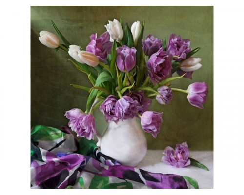 Картины мозаикой 30х30 БУКЕТ С ТЮЛЬПАНАМИ (28 цветов)