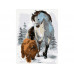 Картина по номерам 15х20 ЛОШАДЬ С СОБАКОЙ НА ПРОГУЛКЕ (13 цветов)
