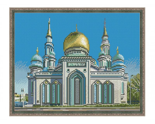 Алмазная мозаика с нанесенной рамкой 40х50 МОСКОВСКАЯ СОБОРНАЯ МЕЧЕТЬ (31 цвет)