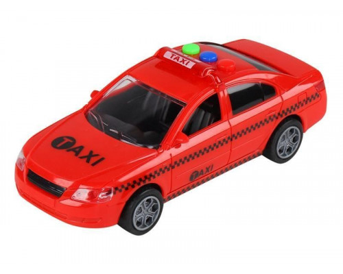 Машина AUTODRIVE Такси 15см инерц. на бат. со светом и звуком, красный,  в/к 19,5*8,5*10,5