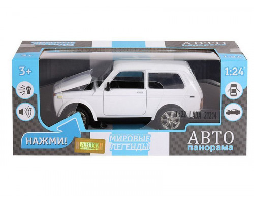 Машина АВТОПАНОРАМА ВАЗ 21214, 1/22, белый, инерция, в/к 24,5*12,5*10,5 см