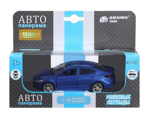 Машина АВТОПАНОРАМА HYUNDAI ELANTRA, синий, 1/40, инерция, в/к 17,5*12,5*6,5 см