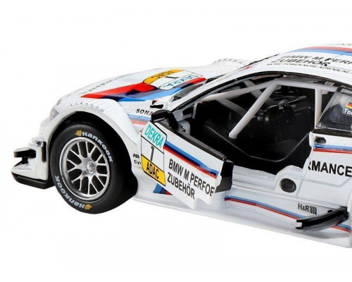 Машина АВТОПАНОРАМА BMW M3 DTM, белый, 1/32, свет, звук, инерция, в/к 17,5*13,5*9 см