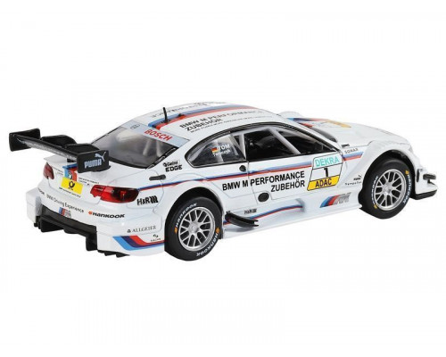 Машина АВТОПАНОРАМА BMW M3 DTM, белый, 1/32, свет, звук, инерция, в/к 17,5*13,5*9 см
