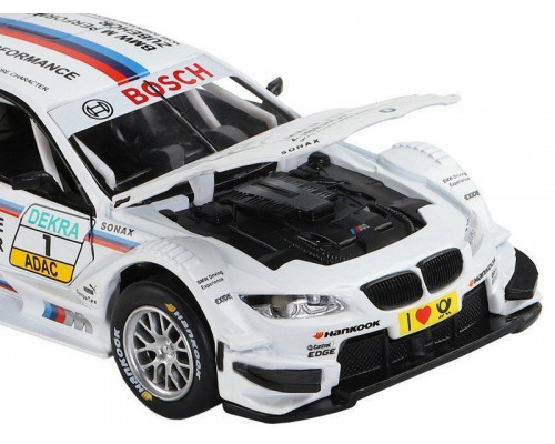 Машина АВТОПАНОРАМА BMW M3 DTM, белый, 1/32, свет, звук, инерция, в/к 17,5*13,5*9 см