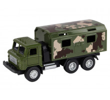 Машина "АВТОПАНОРАМА" "Грузовик", 1/32, хаки, откр. двери, свет, звук, инерция, в/к 24*8*10 см