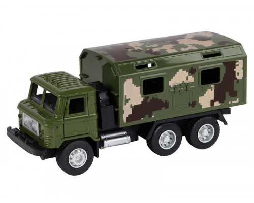 Машина АВТОПАНОРАМА Грузовик, 1/32, хаки, откр. двери, свет, звук, инерция, в/к 24*8*10 см