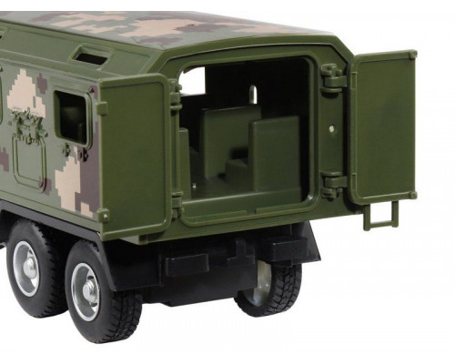 Машина АВТОПАНОРАМА Грузовик, 1/32, хаки, откр. двери, свет, звук, инерция, в/к 24*8*10 см