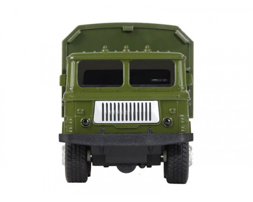 Машина АВТОПАНОРАМА Грузовик, 1/32, хаки, откр. двери, свет, звук, инерция, в/к 24*8*10 см