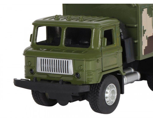 Машина АВТОПАНОРАМА Грузовик, 1/32, хаки, откр. двери, свет, звук, инерция, в/к 24*8*10 см