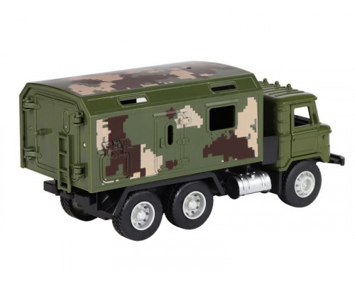 Машина АВТОПАНОРАМА Грузовик, 1/32, хаки, откр. двери, свет, звук, инерция, в/к 24*8*10 см