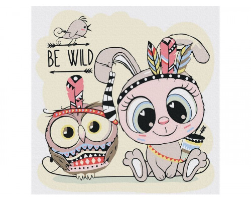 Картина по номерам 20х20 ДВА ИНДЕЙЦА (12 цветов)