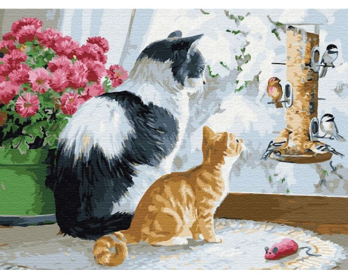 Картина по номерам с цветной схемой на холсте 30х40 Познаем мир (24 цвета)