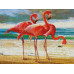 Алмазная мозаика с нанесенной рамкой 40х50 РОЗОВЫЕ ФЛАМИНГО (34 цвета)