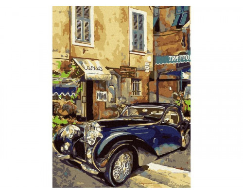 Картина по номерам с цв. схемой на холсте 30х40 Бугатти 1939 г. (17 цветов)