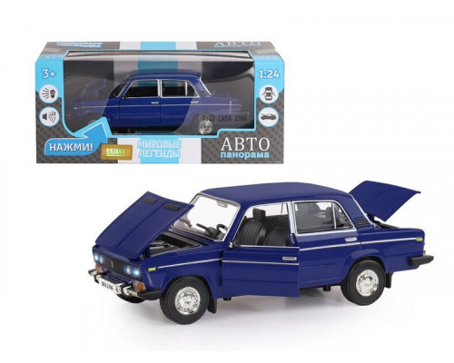 Машина АВТОПАНОРАМА ВАЗ 2106, 1/22, синий, инерция, в/к 24,5*12,5*10,5 см