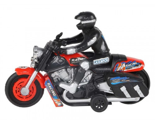 Мотоцикл AUTODRIVE 15см инерц. на бат. со светом и звуком, красный,  в/к 17,5*14*6,5