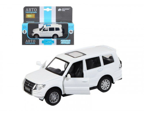 Машина АВТОПАНОРАМА Mitsubishi Pajero 4WD Tubro, белый, 1/43, инерция, в/к 17,5*12,5*6,5 см