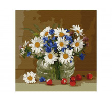 Картина по номерам 30х30 Бузин. Ромашки и васильки (23 цвета)
